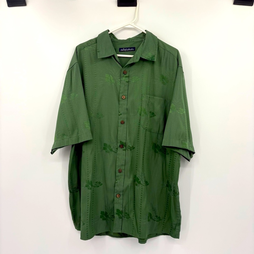 Duke Kahanamoku Button Down Short Sleeve Shirt Green XXL